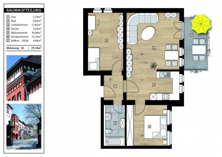 Grundriss WE 65 Etagenwohnung Wesel